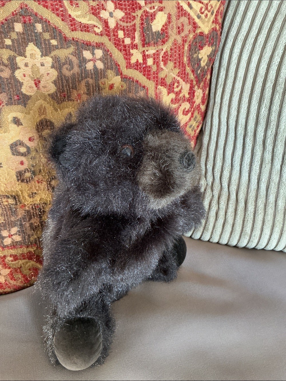 Folkmanis Hand Puppet Baby Black Bear Dark Muzzle Retired 9” Made in the USA